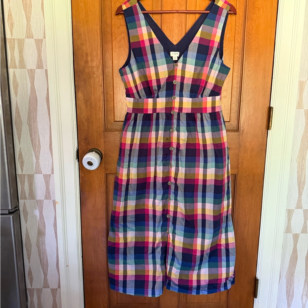 J. Crew Multicolor Plaid Button-Down Dress